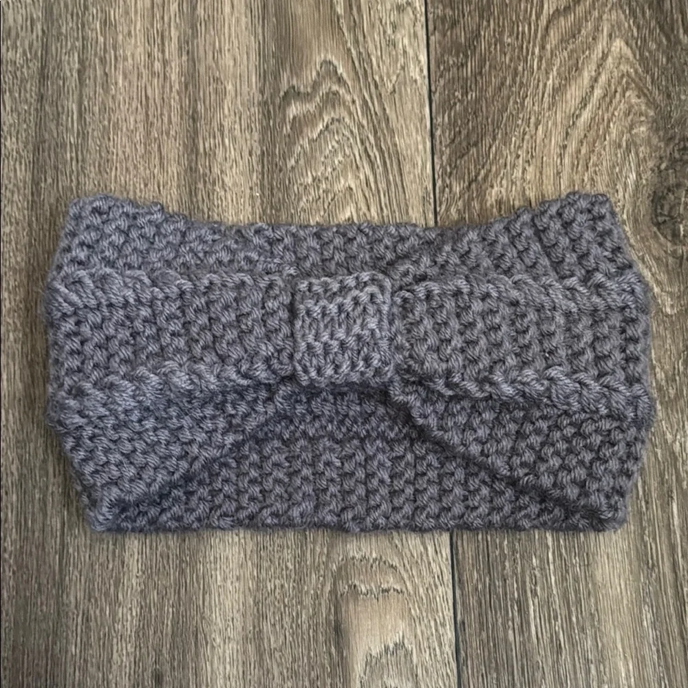 Gray Knitted Headband Winter Headband Ear Warm Crochet Head Wrap for Women